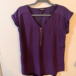 Express Women's Deep Purple V-Neck Blouse